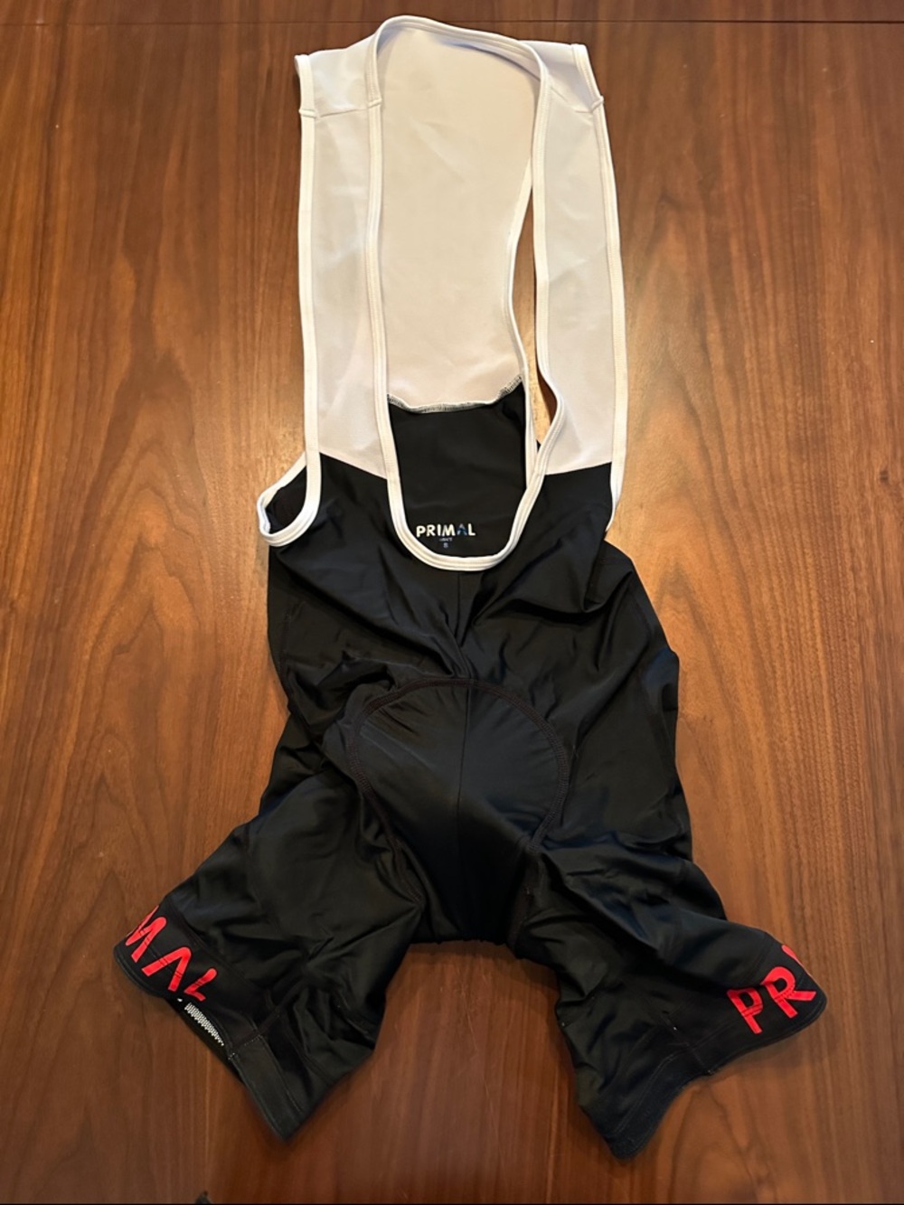 Primal Black Cycling Bib Shorts with White Straps